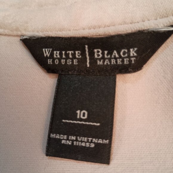 White House Black Market Womens Ruffled Beige Jacket Belted Waist & Button Cuffs - Picture 2 of 11